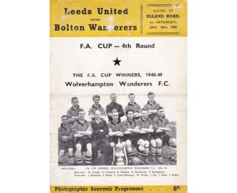 LEEDS PIRATE 49-50     Large format pirate programme, Leeds United v Bolton, 28/1/50, Cup, published by M.Walker of Sutton wh