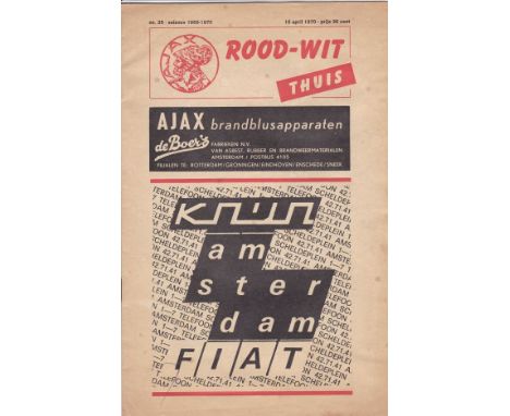 FAIRS CUP SEMI-FINAL 1970       Programme for Arsenal away to Ajax in the 2nd leg of the Semi-Final with annotations.    Gene