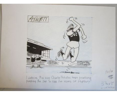 ROY ULLYETT CARTOON - CHARLIE NICHOLAS / ARSENAL     Original hand drawn 14" X 10" cartoon of Nicholas in 1983 which appeared