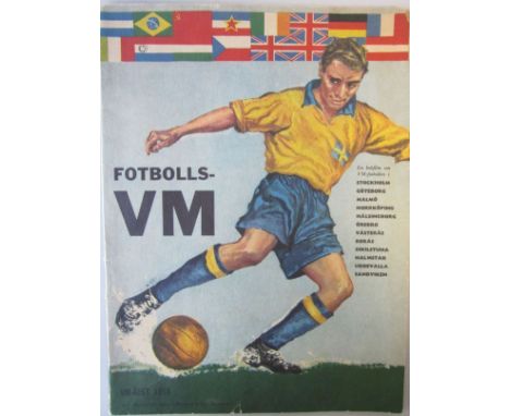 WORLD CUP 1958     64 Page booklet, Fotbolls- VM  with colour covers, large format with statistics, reports and many pictures