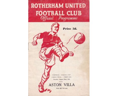 LEAGUE CUP FINAL 60-61    Rotherham home programme for the first Football League Cup Final, v Aston Villa, 22/8/61 as the two