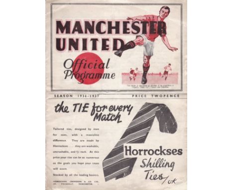 MANCHESTER UNITED - READING 1937 CUP   Official United home programme v Reading, 16/1/1937, FA Cup, United won 1-0 but lost 5