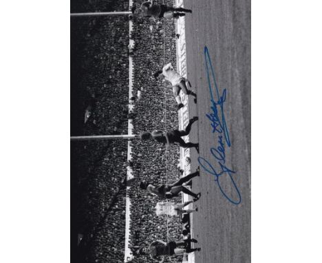GLENN HODDLE 1982     B/W 12" x 8" photo depicting Glenn Hoddle scoring for Tottenham against QPR in the 1982 FA Cup Final, s
