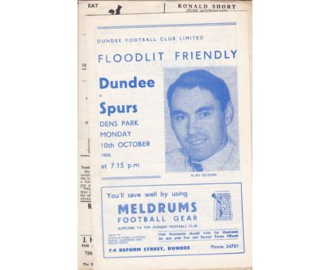 TOTTENHAM - FRIENDLIES   Three away friendly match programmes, Tottenham at Dundee 10/10/66, Leytonstone 8/12/64 and at Zuric