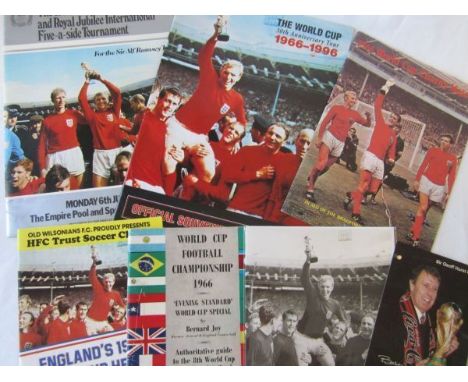 WORLD CUP 66 Collection of items relating to World Cup 66, postcard entitled Sir Geoff Hurst MBE showing Geoff holding the Wo