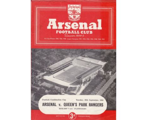 ARSENAL       Two home programmes v. Chelsea, London Challenge Cup Final Replay 29/3/1954, horizontal crease and team changes