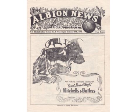WEST BROM / CHELSEA     West Brom v Chelsea 27th Oct 1945. 4 Page programme. Horizontal fold.    Generally good