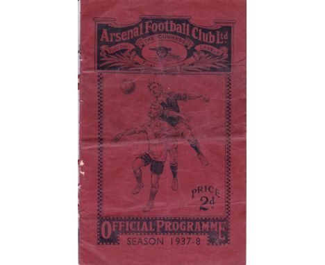 ARSENAL V. MAN. CITY 1937    Programme for the League match at Arsenal 2/10/1937.  Creased and worn on spine.   Fair at best
