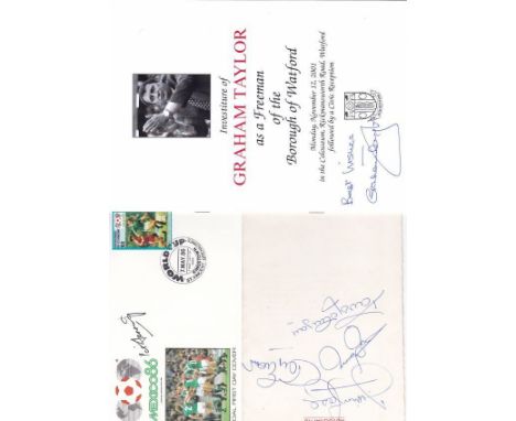 INTERNATIONAL PLAYERS AUTOGRAPHS       Twelve items signed by International players. Signed programme for the Investiture of 
