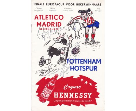 ECWC FINAL 1963     Programme Tottenham v Atletico, Madrid Cup Winners' Cup Final in Rotterdam, 15th May 1963 signed by Jimmy