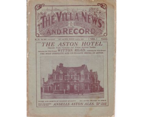 ASTON VILLA - ARSENAL 1929     Villa home programme v Arsenal. 2/3/1929 (FA Cup), also covers Reserves v Liverpool Res, 4/3/1