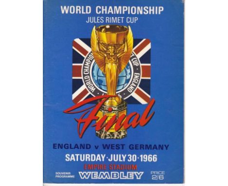WORLD CUP FINAL 1966   Official programme for the Final, original issue with no writing.   Good