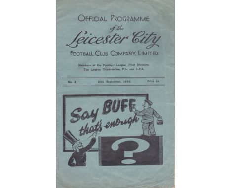 LEICESTER - PRESTON 1938    Leicester home programme v Preston, 10/9/1938, slight folds.   Generally good