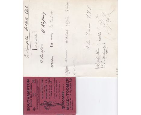 SOUTHAMPTON 1930-31  Southampton FC handbook, 1930-31, red pocket edition, 88 pages, comes with sheet of autographs dated 2/5