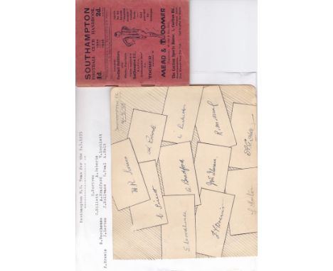 SOUTHAMPTON 1934-35   Southampton FC handbook, 1934-35, red pocket sized edition, 92 pages plus autograph sheet signed by 11 