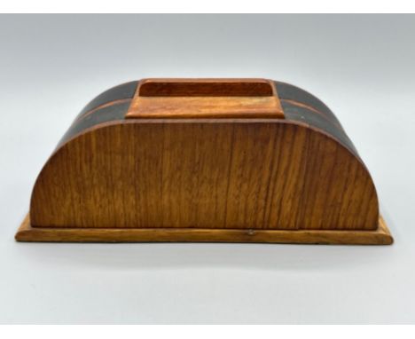 1930s Art Deco two tone wooden tea caddy - L24.5 x D8cm, height 10cm 