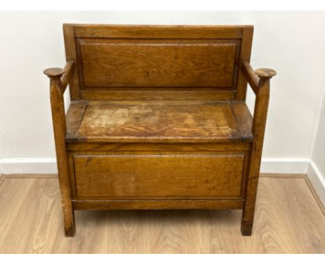 Antique Solid Oak monks bench - 78x37cm, Height 78cm 