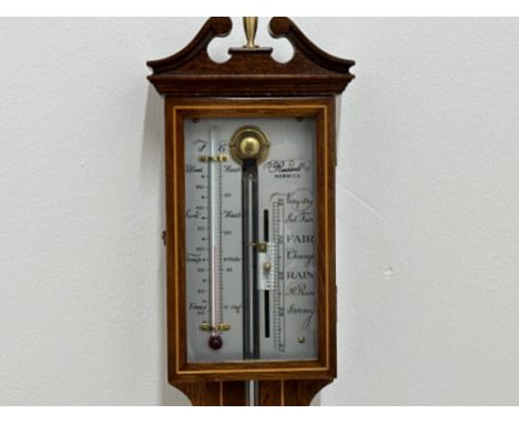 Inlaid mahogany stick barometer by Russell Norwich - Height 97cm