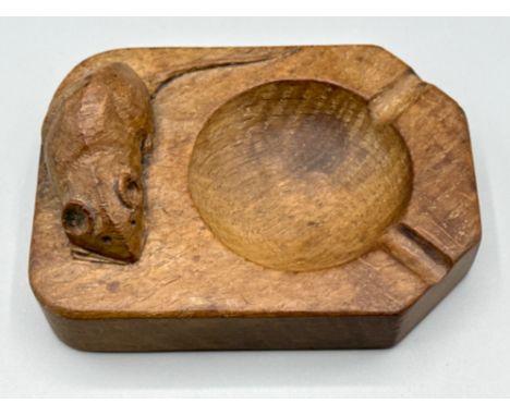 Robert “Mouseman” Thompson carved solid oak ashtray - 10x7.5cm 