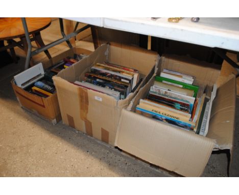 Three boxes of various art books including Anthony Gross, Hogarth, Hokusai, Cezanne etc. 