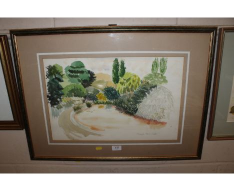 S. Ledger, framed and glazed watercolour study of Chiswick House Lake