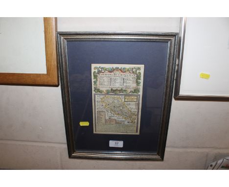A coloured antique map 'The Road London to Buckingham'