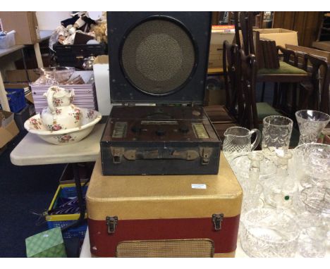 A retro Bush record player, and a McMichael portable radio type M5-367