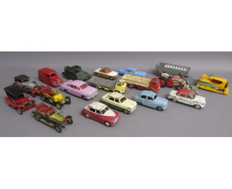 Loose die-cast cars includes Spot-on Vauxhall Cresta, Dinky Morris Oxford, Trojan, Austin Somerset, Ford Zephyr and trailer w