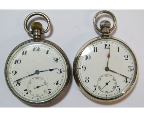 2 silver top wind pocket watches - Dennison 1928 (doesn't wind) &amp; other back stuck but working