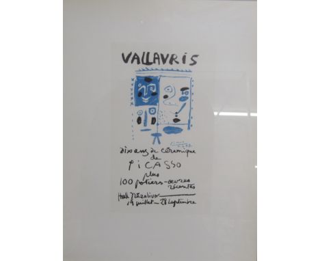 Framed Pablo Picasso plate signed lithographic print 'Vallauris' by Fernand Mourlot France - 50cm x 40.5cm&nbsp;