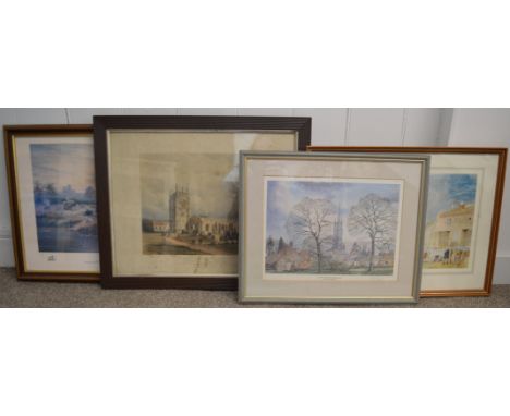 David Cuppleditch limited edition print, framed print Louth Market Place after Turner, "Lincolnshire Harvest" limited edition