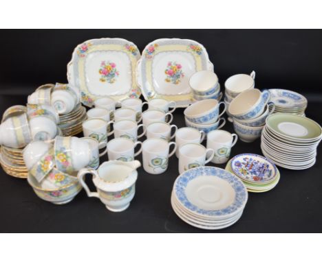 Selection of cups &amp; saucers including Coalport Revelry, Royal Doulton Cranbourne, Susie Cooper Katina &amp; Crown Staffor