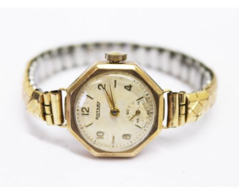 A ladies 9ct gold Rotary wristwatch with gold plated strap