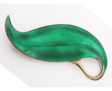 A Norwegian sterling silver gilt and enamel modernist style brooch by Finn Jensen Oslo Norway. L6.2cm