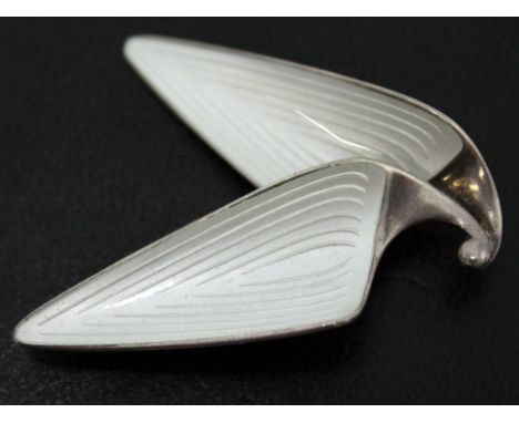 A Norwegian modernist style sterling silver and enamel brooch by Einar Modahl Oslo Norway. L5cm