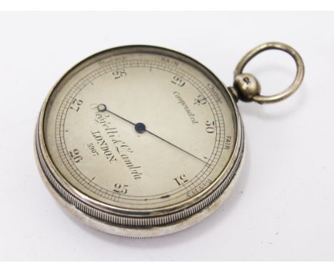 A Negretti &amp; Lambria pocket barometer. Diam. 5cm. Condition - good, appears to be working though not sold with any guaran