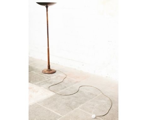 A 1930s Art Deco oak lamp standard. H172cm