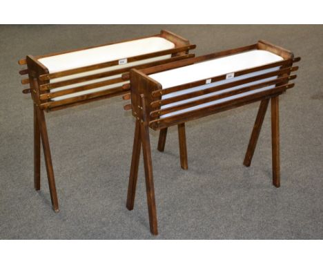 Two wooden trough planters