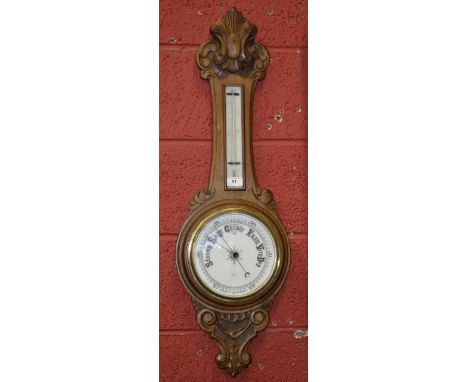 A Victorian oak barometer, marked Bateman of London 