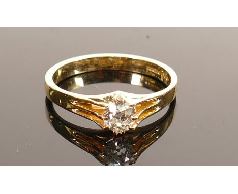 18ct gold old cut diamond solitaire ring 0.75ct: Hallmarked 18ct gold shank of later date, the diamond measures 6.3mm x 6mm x