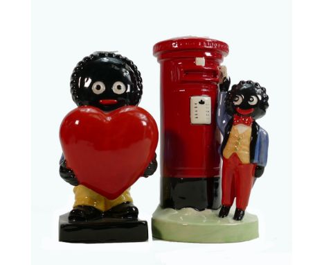 Carltonware large limited edition Golly figures to include Love Heart &amp; Postbox: Height 20cm. (2) 