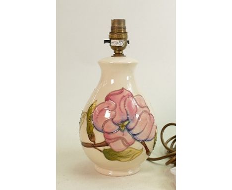 Moorcroft lamp Magnolia pattern: Measures 28cm x 13cm.  No damage or restoration. 