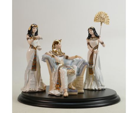 Royal Worcester limited edition Figure Group The Court of Tutankhamun: Boxed with certificate &amp; stand. 