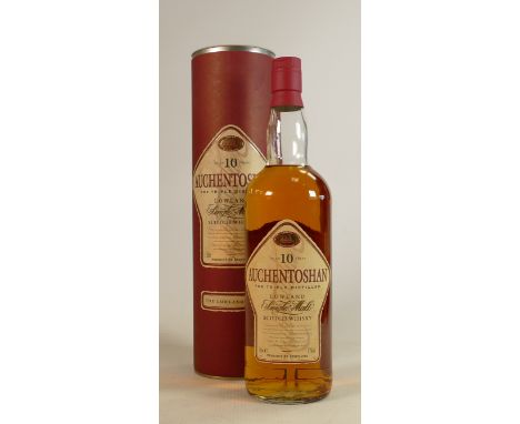 Auchentoshan Triple Distilled Lowland 10 Year Old Single Malt Scotch Whisky: Cased, 1ltr at 43%. 