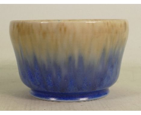 Ruskin small bowl with blue and light brown glaze: Height 7cm x diameter 11cm. 