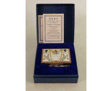 Halcyon Days hand painted enamel box The Royal Visit 1994: Limited edition 75/100 with original display box, a larger size pi