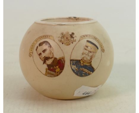 Carltonware match holder commemorating Lord Roberts with Lord Kitchener &amp; Sir Redvers Buller: C1908. (Hairline cracks to 