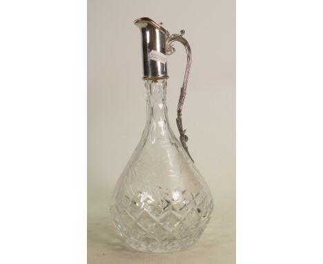 Silver mounted crystal wine decanter / claret jug: Birmingham 1989,  height 29cm. 