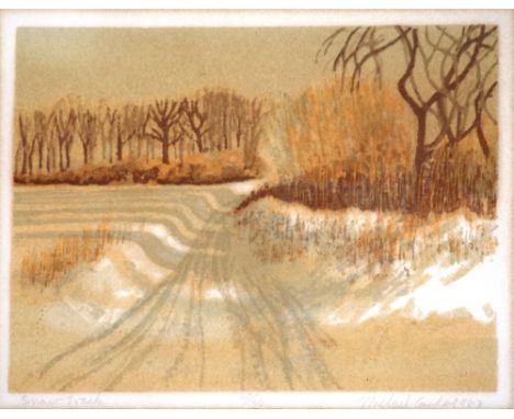 Michael Carlo, pencil signed silk screen print 'Snow Track', 20/36, signed and dated 1983, 18cm x 23cm