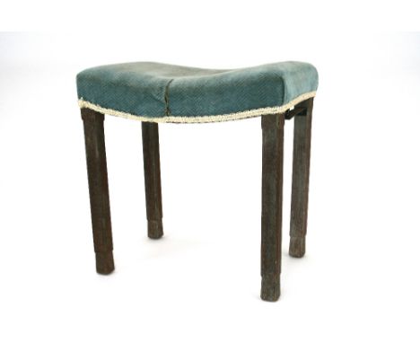 A limed oak George VI coronation stool, stamped to the underside (re-upholstered), 47cm